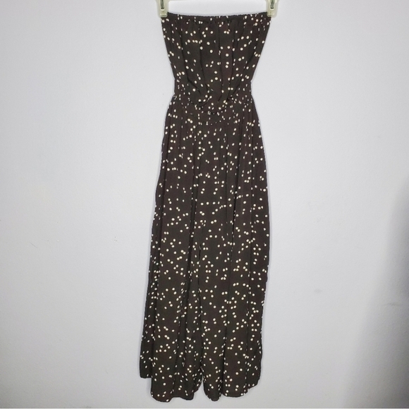 Urban Outfitters Jackson Black White Polka Dot Print Strapless Wide Leg Jumpsuit - Picture 7 of 12